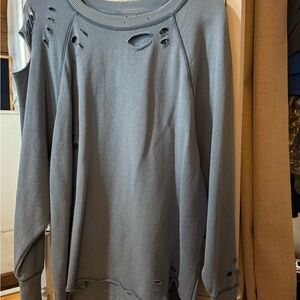Aerie Distressed Blue Sweatshirt